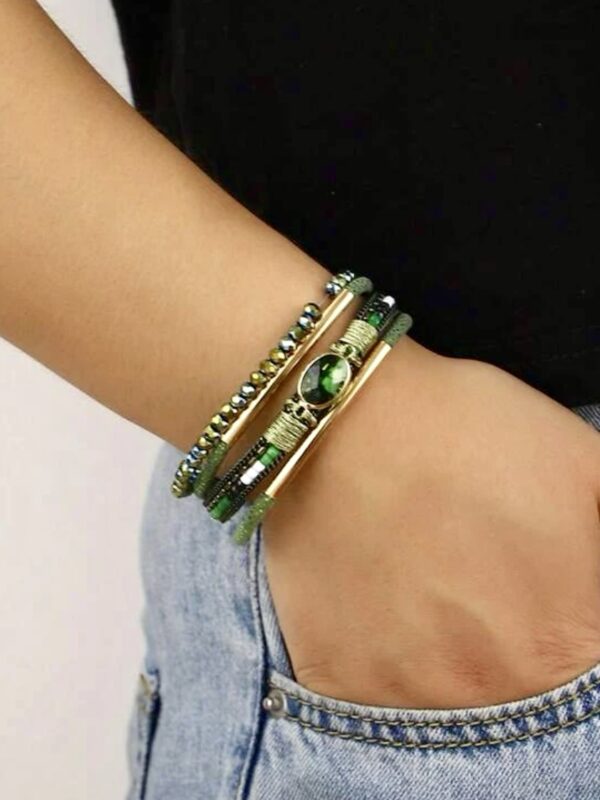 Bracelete Verde Couro