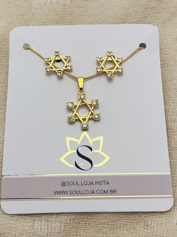 Conjunto Colar e Brincos Estrela Davi - Imagem 2