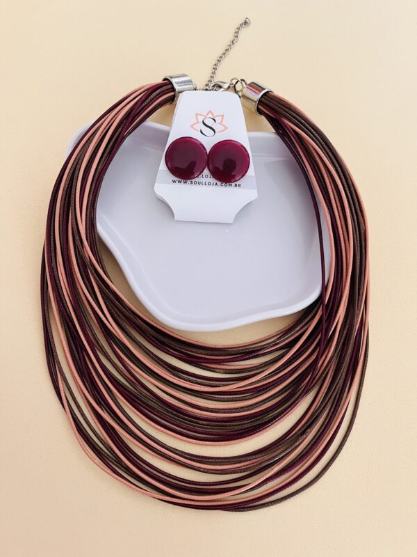 Colar e Brincos Fios Mix Marrons - Imagem 2