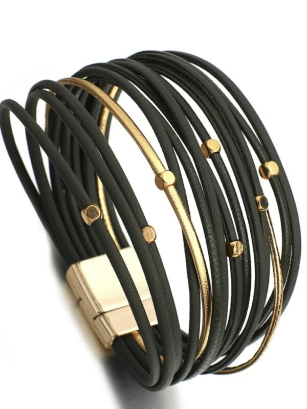 Bracelete Couro com Dourado (Opções de Cores) - Imagem 5