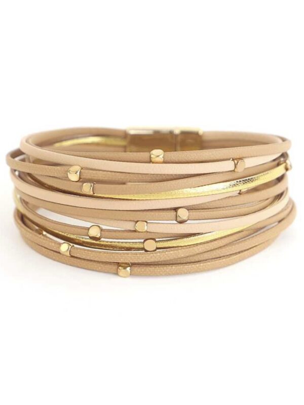 Bracelete Couro com Dourado (Opções de Cores) - Imagem 6